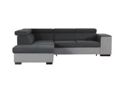 ARMSTRONG Canape Dangle Gauche Convertible + Coffre 5 Places - Tissu Gris Clair Et Gris Fonce -L 271 X P 220 X H 77 Cm