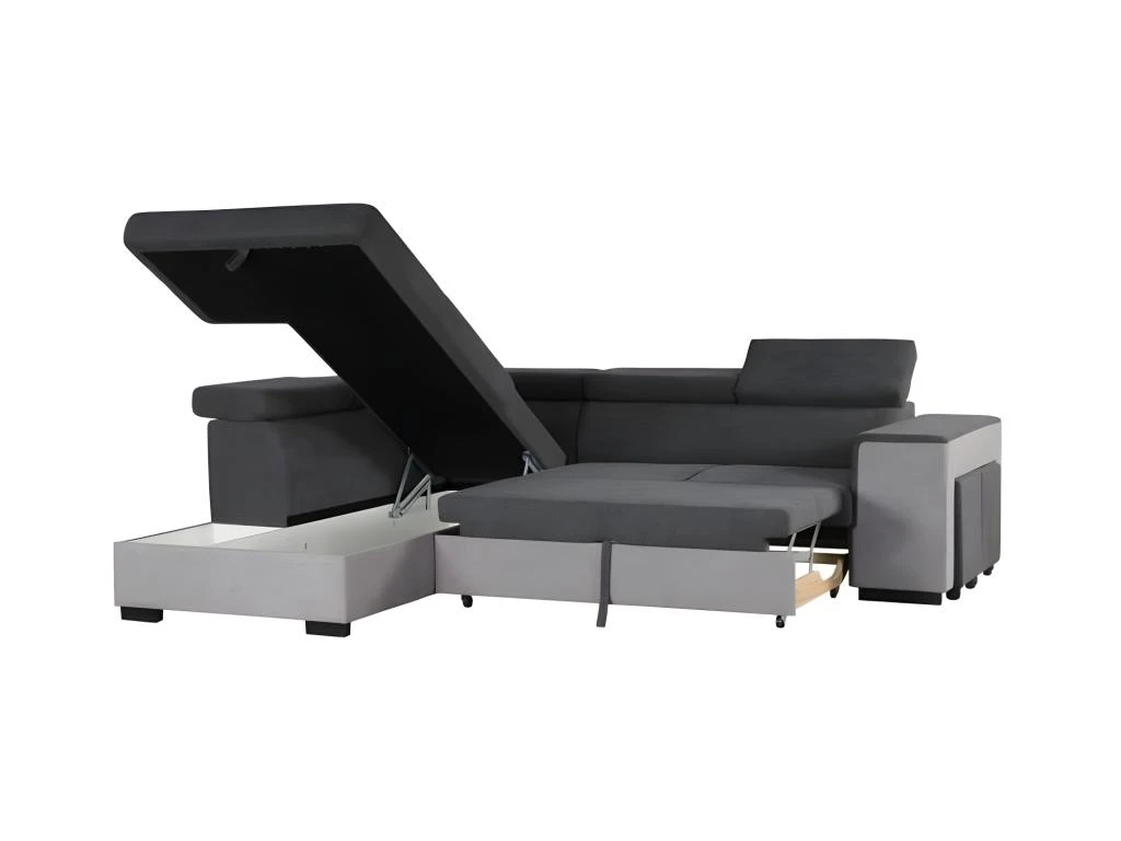 ARMSTRONG Canape Dangle Gauche Convertible + Coffre 5 Places - Tissu Gris Clair Et Gris Fonce -L 271 X P 220 X H 77 Cm 3 ARMSTRONG Canape Dangle Gauche Convertible + Coffre 5 Places - Tissu Gris Clair Et Gris Fonce -L 271 X P 220 X H 77 Cm – Image 3