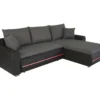 Canapé D'angle Droit Convertible - 4 Places - Simili Noir Et Tissu Gris - L 271 X P 179 X H 87 Cm - MARIO - Avec éclairage LED