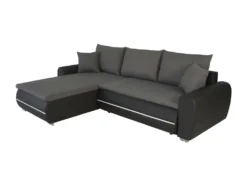 Canapé D'angle Gauche 4 Places Convertible - Simili Noir Et Tissu Gris Avec éclairage LED - L 271 X P 179 X H 87 Cm - MARIO 7 Canapé D'angle Gauche 4 Places Convertible - Simili Noir Et Tissu Gris Avec éclairage LED - L 271 X P 179 X H 87 Cm - MARIO -Canapé Soldes Boutique canape 12612173