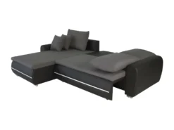 Canapé D'angle Gauche 4 Places Convertible - Simili Noir Et Tissu Gris Avec éclairage LED - L 271 X P 179 X H 87 Cm - MARIO 8 Canapé D'angle Gauche 4 Places Convertible - Simili Noir Et Tissu Gris Avec éclairage LED - L 271 X P 179 X H 87 Cm - MARIO -Canapé Soldes Boutique canape 12612175