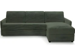 Canapé D'angle Réversible Convertible 3 Places En Velours Côtelé Vert - Ouverture Express - Couchage Quotidien - Sienne