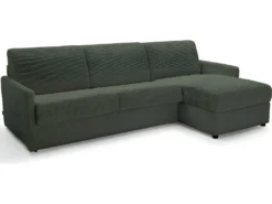 Canapé D'angle Réversible Convertible 3 Places En Velours Côtelé Vert - Ouverture Express - Couchage Quotidien - Sienne -Canapé Soldes Boutique canape 12656201