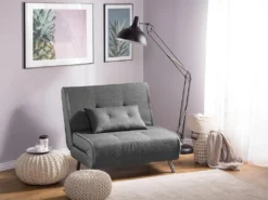 Banquette Convertible 1 Place En Tissu Gris Foncé FARRIS