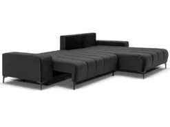 Canapé D'angle Convertible Et Réversible En Velours Gris Anthracite DIALLA -Canapé Soldes Boutique canape 12685209