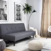 Canapé Convertible 3 Places En Tissu Gris Foncé VISBY
