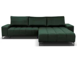 Canapé D'angle Convertible Et Réversible En Velours Vert DIALLA -Canapé Soldes Boutique canape 12697157