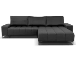 Canapé D'angle Convertible Et Réversible En Velours Gris Anthracite DIALLA -Canapé Soldes Boutique canape 12697163