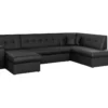 Canapé Convertible Panoramique 7 Places - Simili Noir - Contemporain - L 301 X P 189 X H 81 Cm - ROMAN