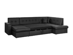 Canapé Convertible Panoramique 7 Places - Simili Noir - Contemporain - L 301 X P 189 X H 81 Cm - ROMAN -Canapé Soldes Boutique canape 12801345