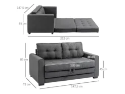 Canapé Convertible 2 Places Design Contemporain Assise Dossier Capitonnés Polyester Aspect Lin Gris 7 Canapé Convertible 2 Places Design Contemporain Assise Dossier Capitonnés Polyester Aspect Lin Gris -Canapé Soldes Boutique canape 12865193