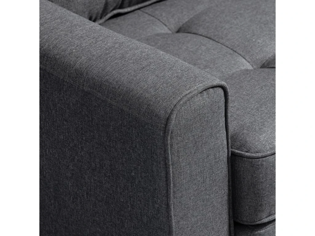 Canapé Convertible 2 Places Design Contemporain Assise Dossier Capitonnés Polyester Aspect Lin Gris 5 Canapé Convertible 2 Places Design Contemporain Assise Dossier Capitonnés Polyester Aspect Lin Gris – Image 5