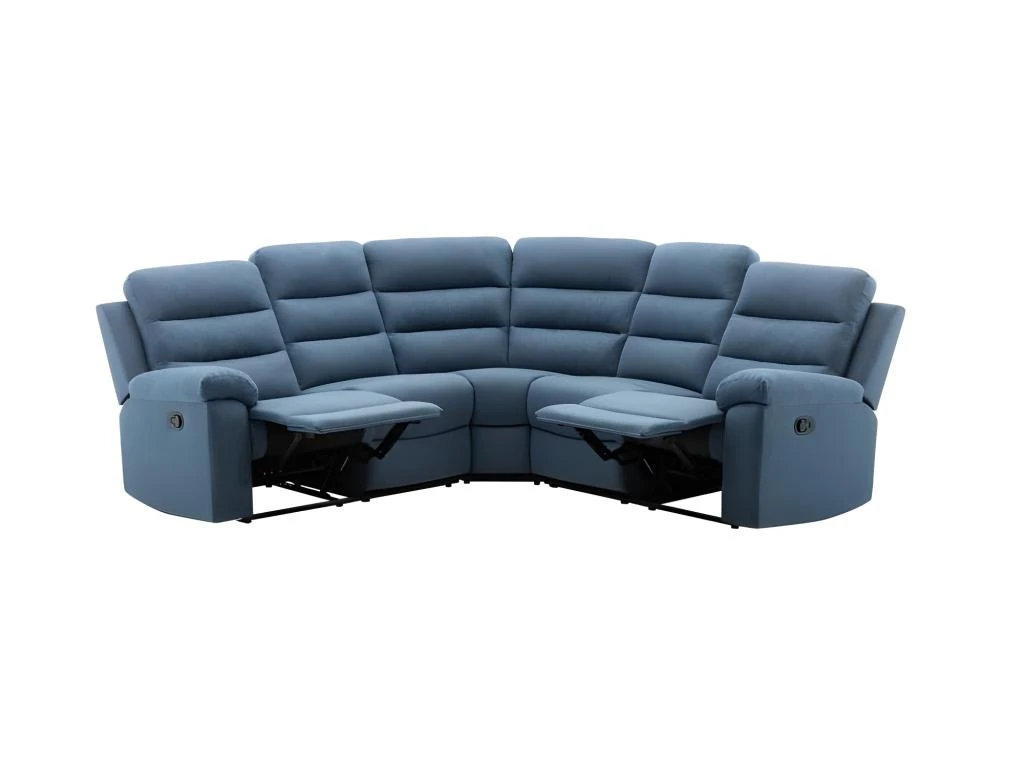 Canape Dangle Avec 2 Places Relax Manuels - Tissu Bleu - L 230 X P 55 X H 100 Cm - AUGUST 3 Canape Dangle Avec 2 Places Relax Manuels - Tissu Bleu - L 230 X P 55 X H 100 Cm - AUGUST – Image 3