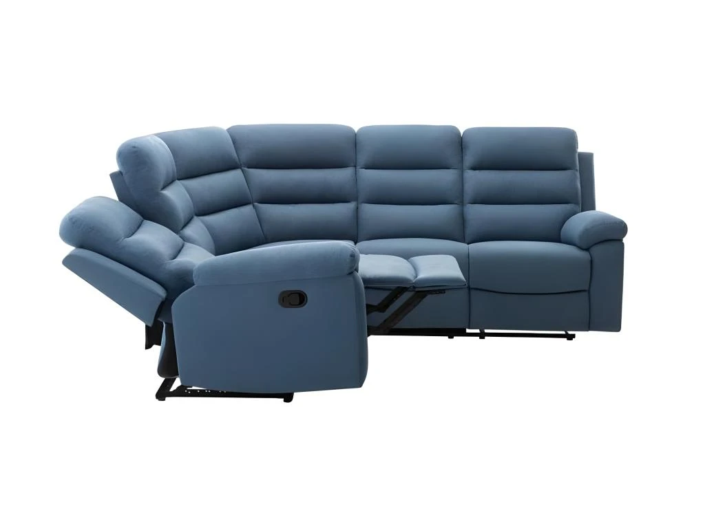 Canape Dangle Avec 2 Places Relax Manuels - Tissu Bleu - L 230 X P 55 X H 100 Cm - AUGUST 4 Canape Dangle Avec 2 Places Relax Manuels - Tissu Bleu - L 230 X P 55 X H 100 Cm - AUGUST – Image 4