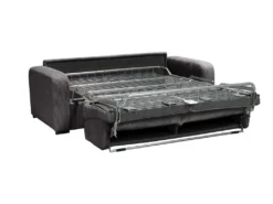 Canapé 3 Places Convertible Express En Velours Côtelé Gris Anthracite - Couchage 140 Cm - Matelas 18 Cm - BEVIS -Canapé Soldes Boutique canape 12929329