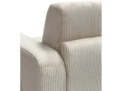 Canapé 3 Places Convertible Express En Velours Côtelé Crème - Couchage 140 Cm - Matelas 18 Cm - BEVIS -Canapé Soldes Boutique canape 12929337