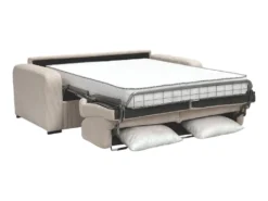 Canapé 3 Places Convertible Express En Velours Côtelé Crème - Couchage 140 Cm - Matelas 18 Cm - BEVIS -Canapé Soldes Boutique canape 12929345