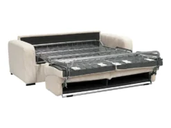 Canapé 3 Places Convertible Express En Velours Côtelé Crème - Couchage 140 Cm - Matelas 18 Cm - BEVIS -Canapé Soldes Boutique canape 12929347
