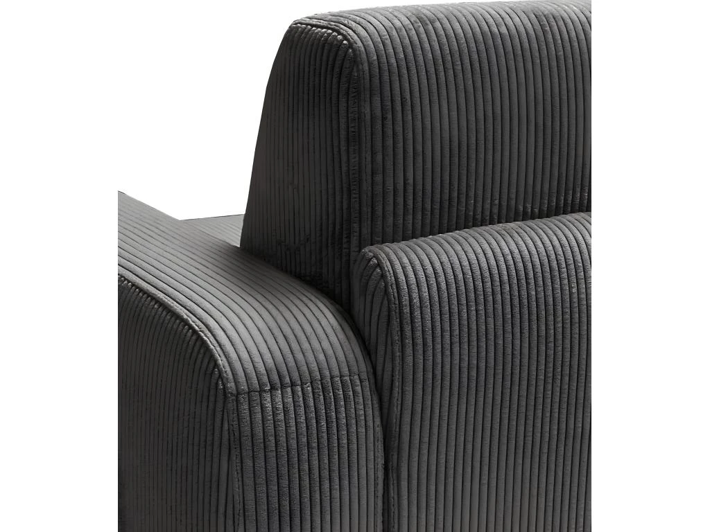 Canapé 3 Places Convertible Express En Velours Côtelé Gris Anthracite - Couchage 140 Cm - Matelas 14 Cm - BEVIS 5 Canapé 3 Places Convertible Express En Velours Côtelé Gris Anthracite - Couchage 140 Cm - Matelas 14 Cm - BEVIS – Image 5