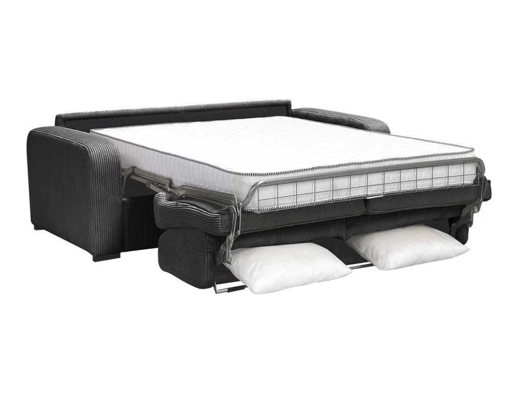 Canapé 3 Places Convertible Express En Velours Côtelé Gris Anthracite - Couchage 140 Cm - Matelas 14 Cm - BEVIS 6 Canapé 3 Places Convertible Express En Velours Côtelé Gris Anthracite - Couchage 140 Cm - Matelas 14 Cm - BEVIS – Image 6