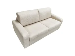 Canapé 3 Places Convertible Express En Velours Côtelé Crème - Couchage 140 Cm - Matelas 14 Cm - BEVIS -Canapé Soldes Boutique canape 12929363