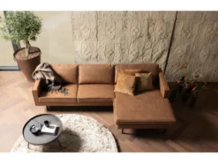 RODEO - Canapé D'angle Droit 4 Places En Eco Cuir Marron