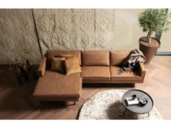 RODEO - Canapé D'angle Gauche 4 Places En Eco Cuir Marron -Canapé Soldes Boutique canape 12964547