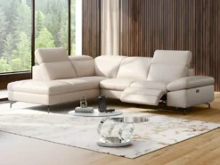 Canapé D'angle Relax électrique En Cuir GLADSTONE - Taupe - Angle Droit -Canapé Soldes Boutique canape 12991751