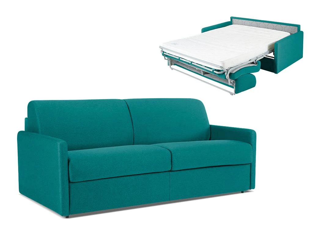 Canapé 4 Places Convertible Express En Tissu CALIFE - Turquoise - Couchage 160 Cm - Matelas 14 Cm 3 Canapé 4 Places Convertible Express En Tissu CALIFE - Turquoise - Couchage 160 Cm - Matelas 14 Cm – Image 3