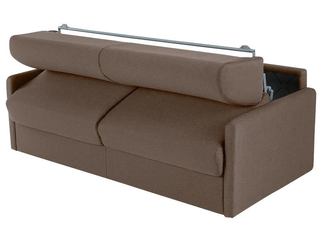 Canapé 4 Places Convertible Express En Tissu CALIFE - Marron- Couchage à Lattes Larges 160 Cm - Matelas 14 Cm 4 Canapé 4 Places Convertible Express En Tissu CALIFE - Marron- Couchage à Lattes Larges 160 Cm - Matelas 14 Cm – Image 4