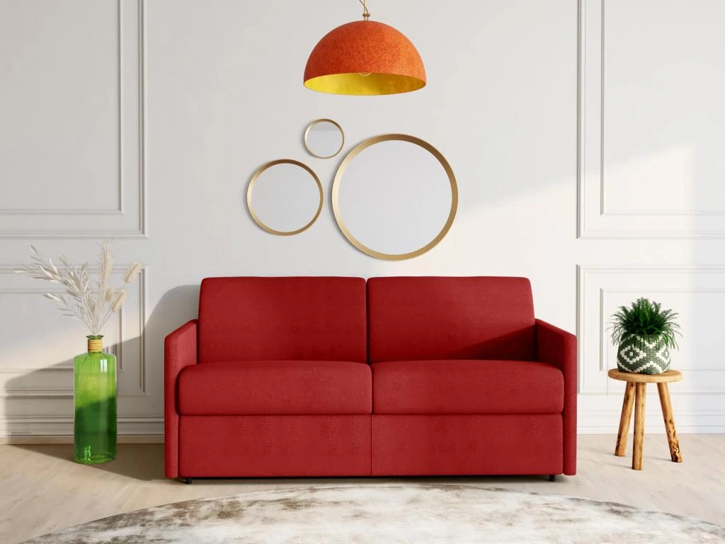 Canapé 4 Places Convertible Express En Tissu CALIFE -Rouge - Couchage à Lattes Larges 160 Cm - Matelas 14 Cm 1 Canapé 4 Places Convertible Express En Tissu CALIFE -Rouge - Couchage à Lattes Larges 160 Cm - Matelas 14 Cm