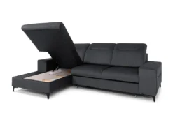 Canapé D'angle Gauche Convertible En Velours Gris Anthracite SANTANA -Canapé Soldes Boutique canape 13081325