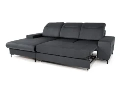 Canapé D'angle Gauche Convertible En Velours Gris Anthracite SANTANA -Canapé Soldes Boutique canape 13081327