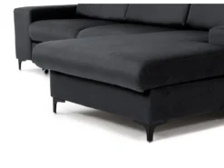 Canapé D'angle Gauche Convertible En Velours Gris Anthracite SANTANA -Canapé Soldes Boutique canape 13081425