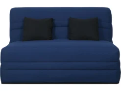 Banquette Simmons Slyde - Tissu Indigo + 2 Coussins Noir - Made In France - L 145 X P 103 X H 89 Cm - VANDA