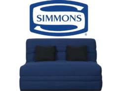 Banquette Simmons Slyde - Tissu Indigo + 2 Coussins Noir - Made In France - L 145 X P 103 X H 89 Cm - VANDA -Canapé Soldes Boutique canape 13083351