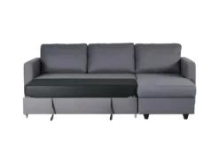 Canapé D'angle Convertible Réversible 3 Places - Tissu Gris - Contemporain - L 222 X P 150 X H 86 Cm - CATS -Canapé Soldes Boutique canape 13084213