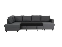 Canape Dangle Panoramique Convertible Reversible - Tissu Gris - L 292 X P 187 X H 86 Cm - CATS -Canapé Soldes Boutique canape 13084223