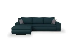 Canape Dangle Convertible Reversible + Coffre De Rangement - Tissu Bleu - L 289 X P 94/188 X H 88 Cm - INDIAN