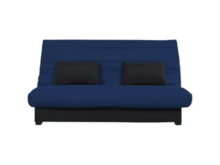Banquette Clic Clac - Tissu Indigo + 2 Coussins Noir - L 194 X P 98 X H 100 Cm - Made In France - ROXI