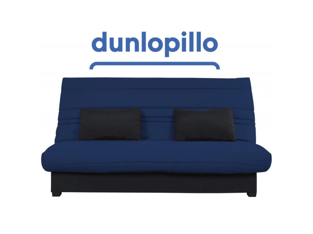 Banquette Clic Clac - Tissu Indigo + 2 Coussins Noir - L 194 X P 98 X H 100 Cm - Made In France - ROXI 5 Banquette Clic Clac - Tissu Indigo + 2 Coussins Noir - L 194 X P 98 X H 100 Cm - Made In France - ROXI – Image 5