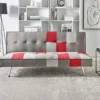 Canapé Convertible 3 Places En Velours Gris Et Rouge OLSKER