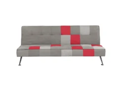 Canapé Convertible 3 Places En Velours Gris Et Rouge OLSKER 11 Canapé Convertible 3 Places En Velours Gris Et Rouge OLSKER -Canapé Soldes Boutique canape 13170715