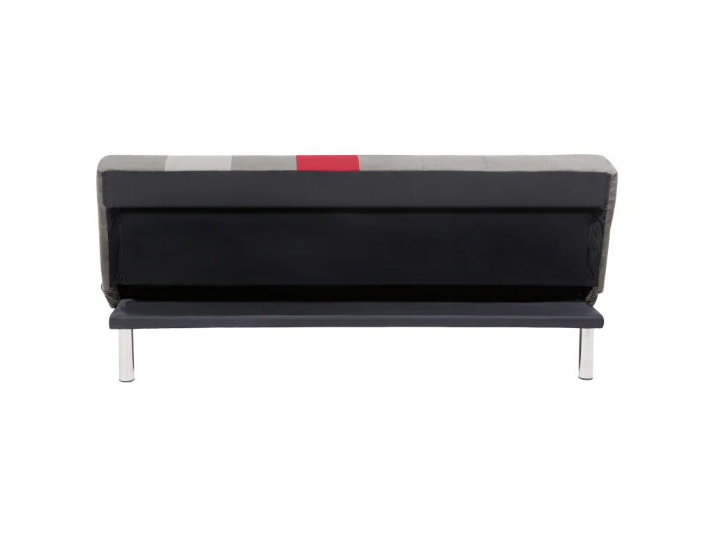 Canapé Convertible 3 Places En Velours Gris Et Rouge OLSKER 7 Canapé Convertible 3 Places En Velours Gris Et Rouge OLSKER – Image 7