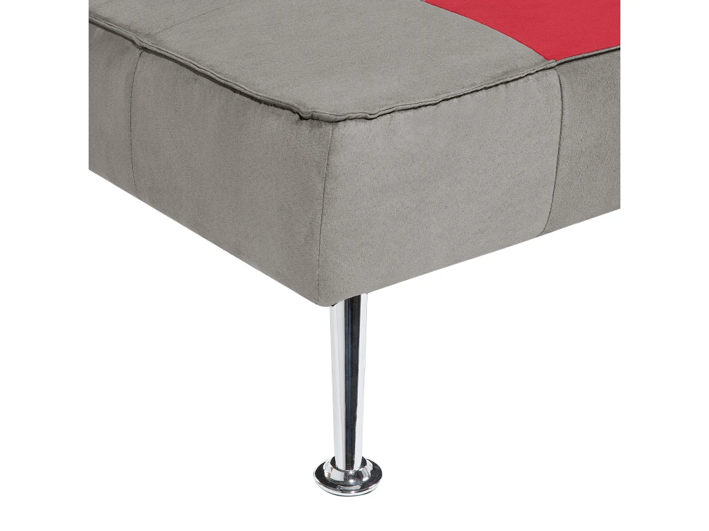 Canapé Convertible 3 Places En Velours Gris Et Rouge OLSKER 10 Canapé Convertible 3 Places En Velours Gris Et Rouge OLSKER – Image 10