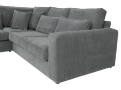 Grand Canapé D'angle Gauche En Velours Côtelé Gris MONDOVI -Canapé Soldes Boutique canape 13178395