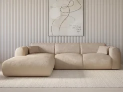 Grand Canapé D'angle Gauche En Tissu Texturé Beige POGNI -Canapé Soldes Boutique canape 13181563