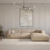 Grand Canapé D'angle Droit En Tissu Texturé Beige POGNI