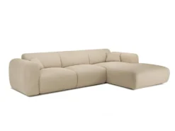 Grand Canapé D'angle Droit En Tissu Texturé Beige POGNI -Canapé Soldes Boutique canape 13181571