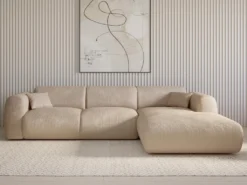 Grand Canapé D'angle Droit En Tissu Texturé Beige POGNI -Canapé Soldes Boutique canape 13181573
